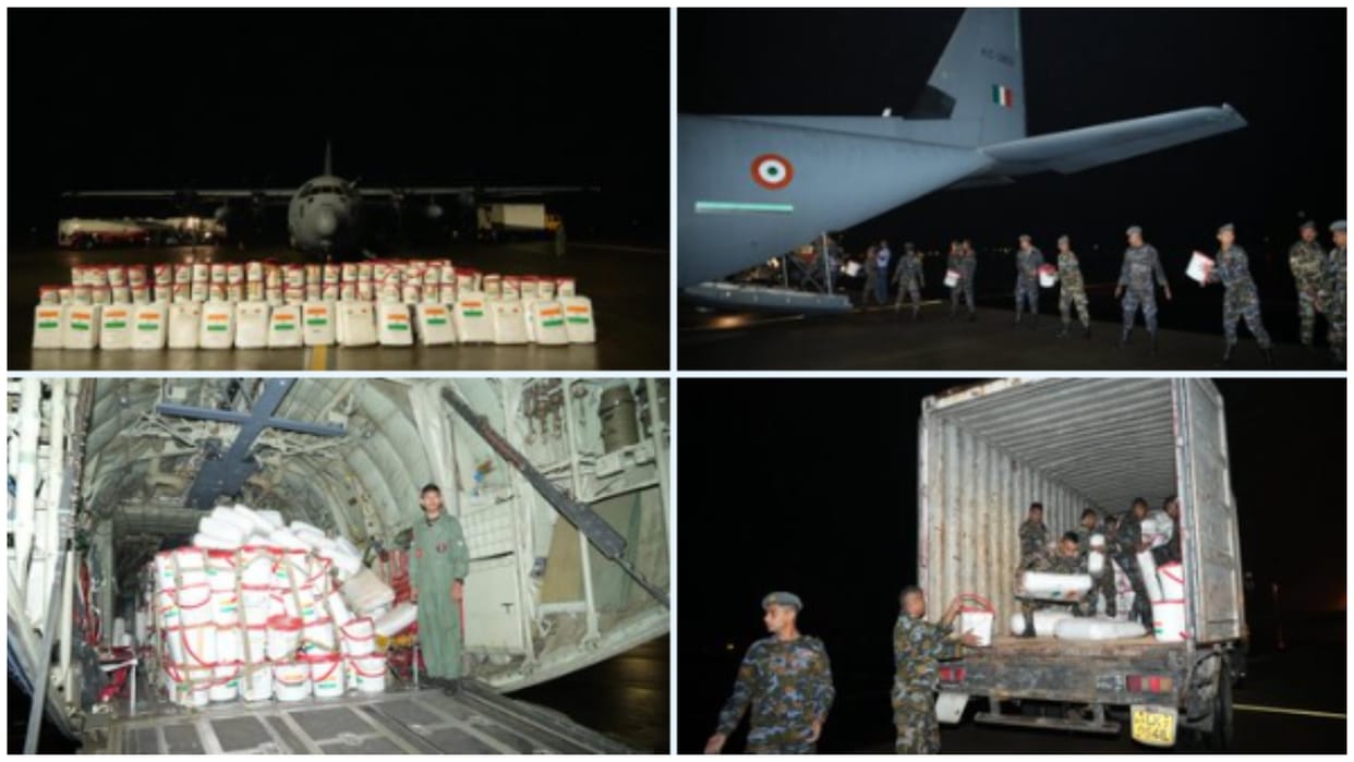Indian Air Force aircraft emergency relief supplies to Sri Lanka amid Cyclone Ditwah after effects news update
