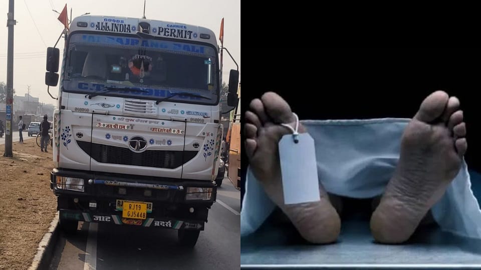 young man crossing road was run over by truck and died