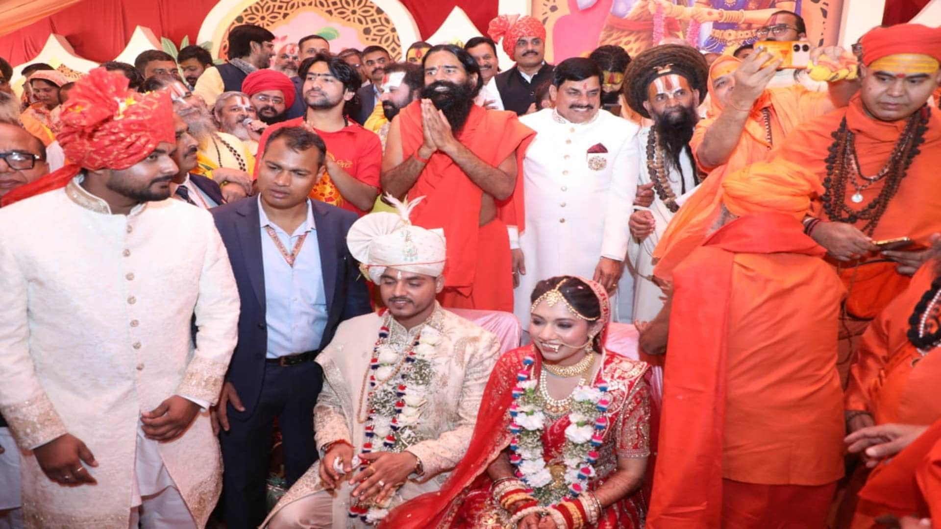 MP CM Mohan Yadav Son Abhimanyu Baraat Joins Samuhik Vivah 22 Couples to Tie Knot in Ujjain