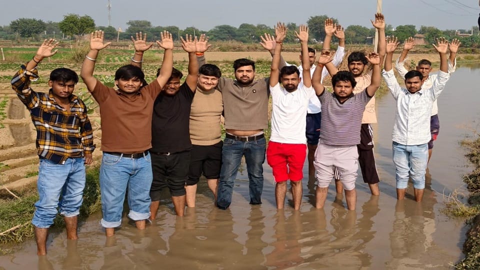 People protest against waterlogging