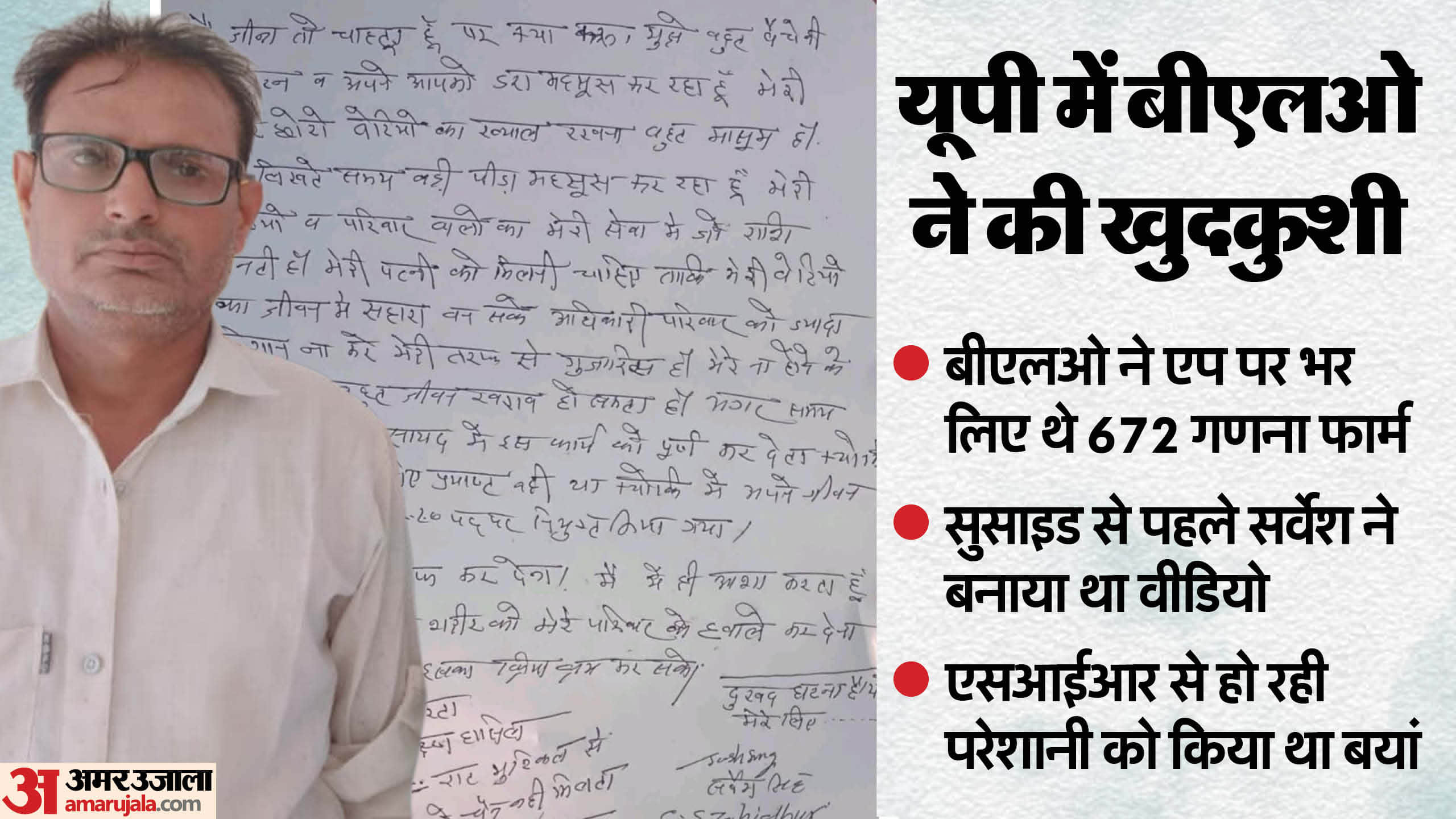 Moradabad BLO Sarvesh Singh wept profusely in video before committing suicide