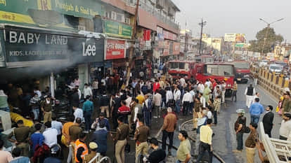 Fire broke out at Golghar Babyland shop in Gorakhpur, causing panic; firefighters scrambled to extinguish the