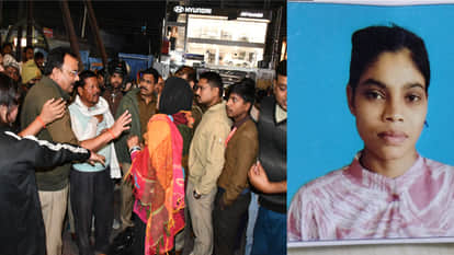 Jam and commotion due to placing the dead body of a girl on the road in Mohaddipur