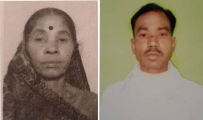 मां व बेटे की तस्वीर।