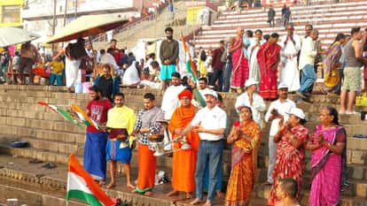Kashi Tamil Sangam 4.0 Tamil guests performed Ganga Aarti with Namami Gange at Kedar Ghat