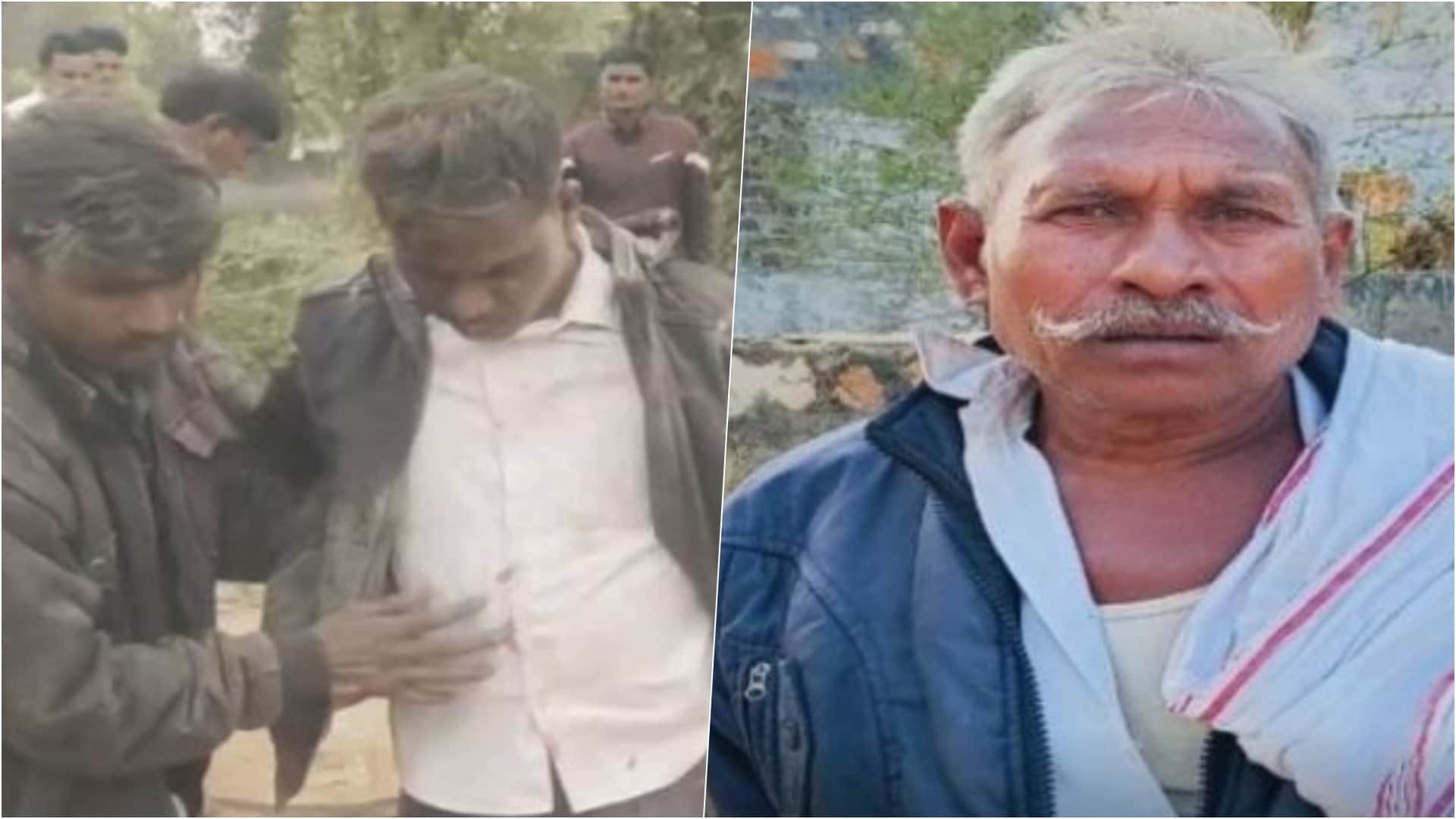 घायलों को अस्पताल ले जाते लोग और मृतक मांगेलाल