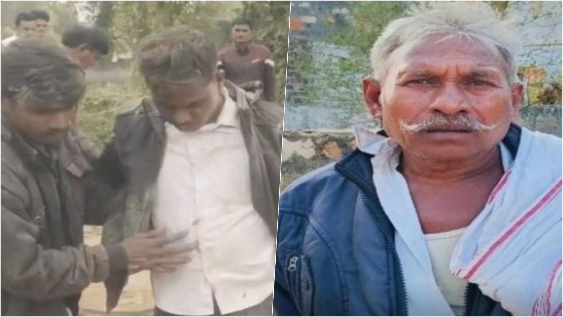 घायलों को अस्पताल ले जाते लोग और मृतक मांगेलाल
