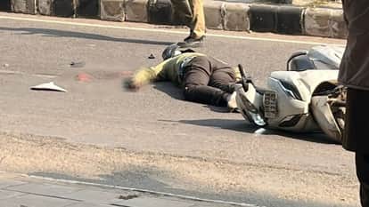 Scooty rider crushed by truck died on the spot in Chandigarh accident news see video