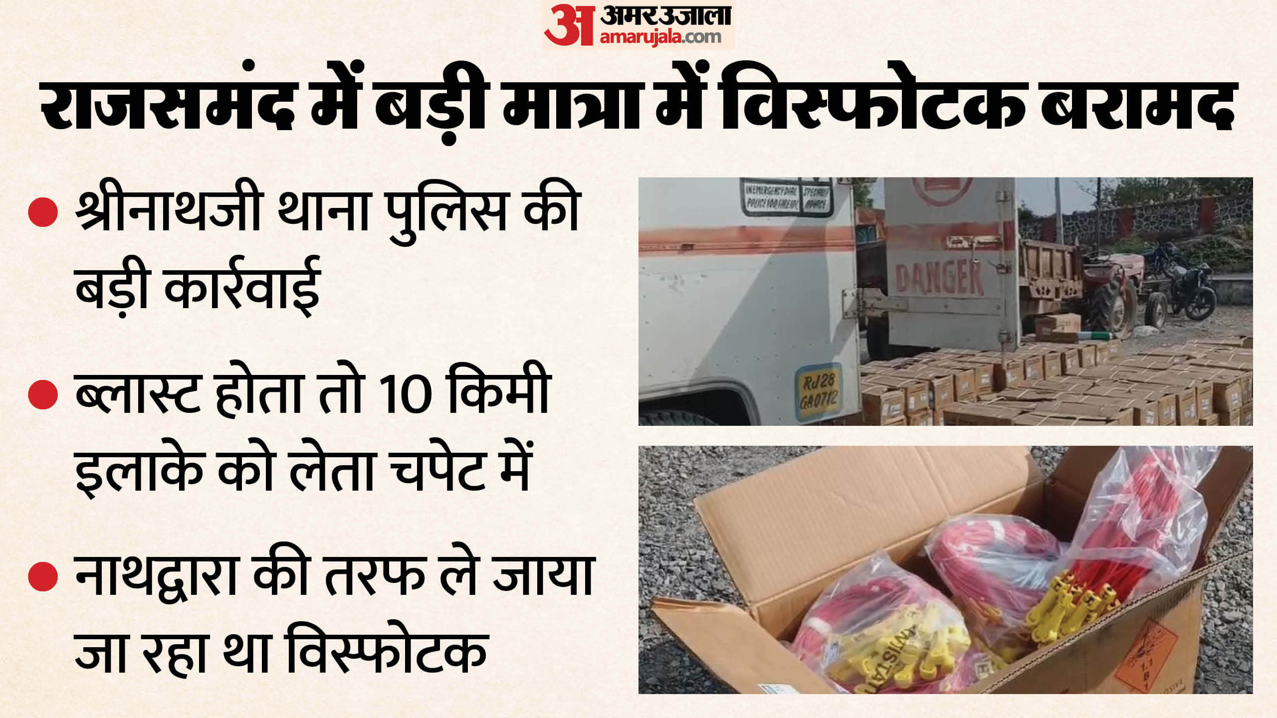 श्रीनाथ मंदिर से महज चार किलोमीटर की दूरी पर भारी मात्रा में विस्फोटक बरामद