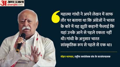 RSS Chief Mohan Bhagwat speech British false narrative India unity Mahatma Gandhi Hind Swaraj Nagpur book fest