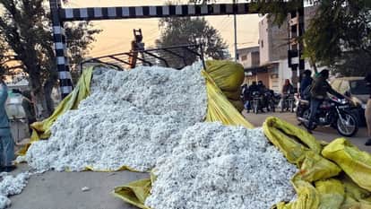 trolley full of cotton overturned due to dilapidated road and bad track in Abohar