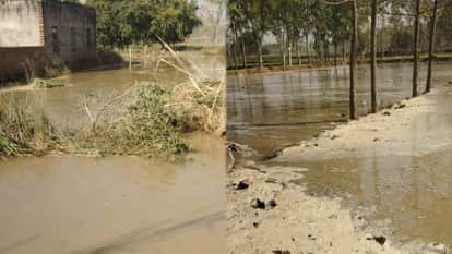 over 200 acres of crops submerged due to breach in canal embankment village of Mau