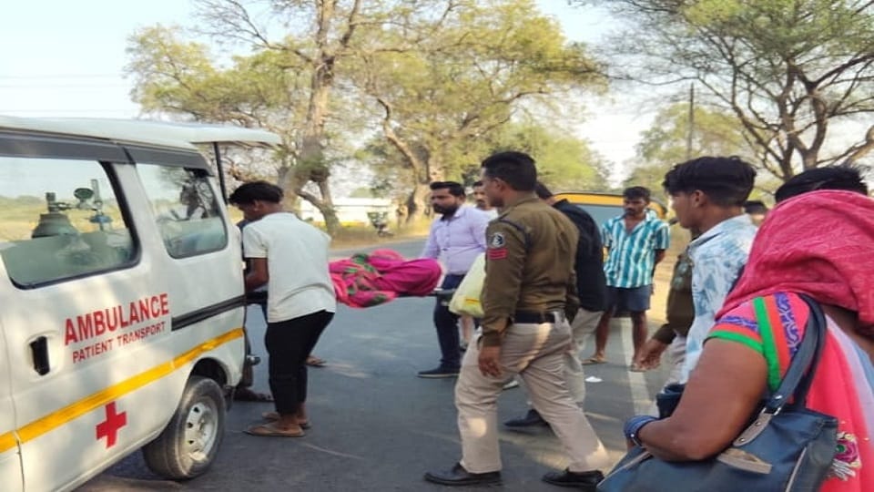 बाइक से गिरकर घायल हुई महिला