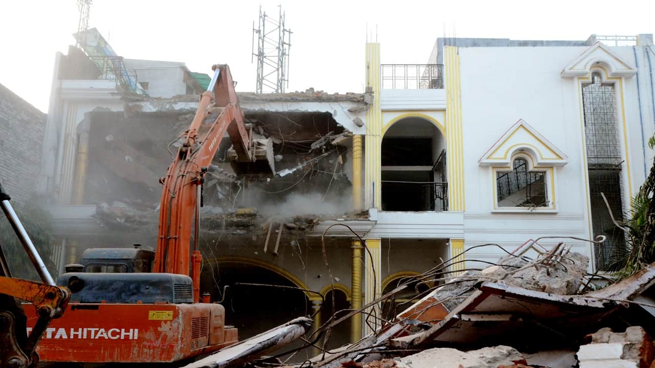 Bulldozers razed the wedding halls of Azam Khan close associates for the second day in Bareilly