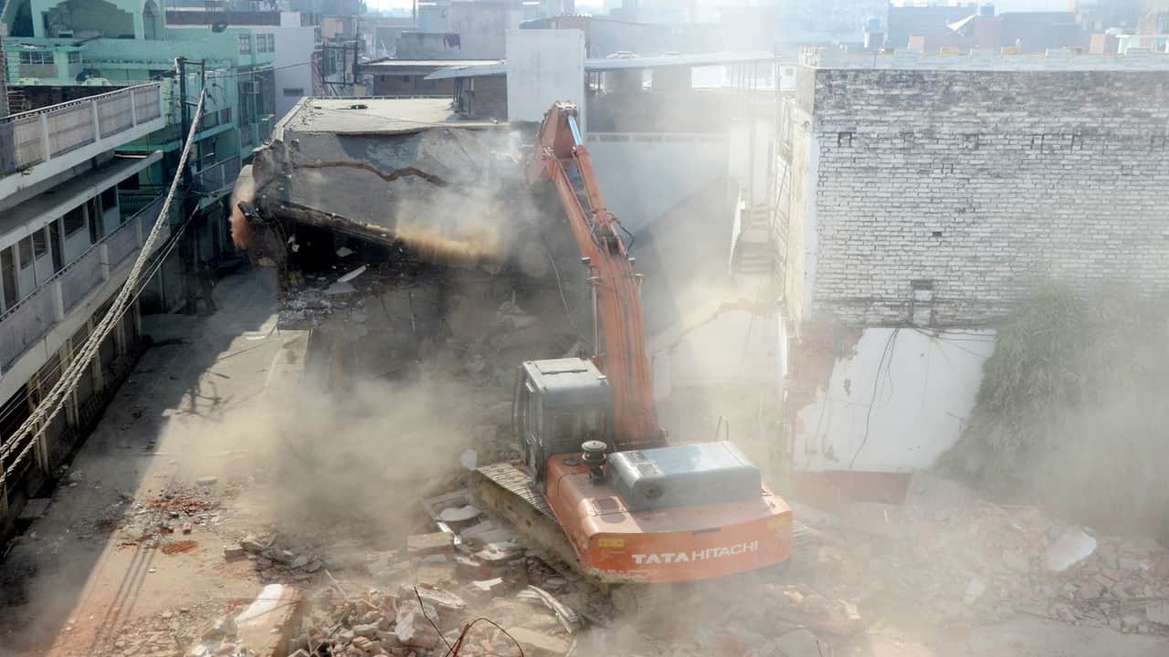 Bulldozers razed the wedding halls of Azam Khan close associates for the second day in Bareilly