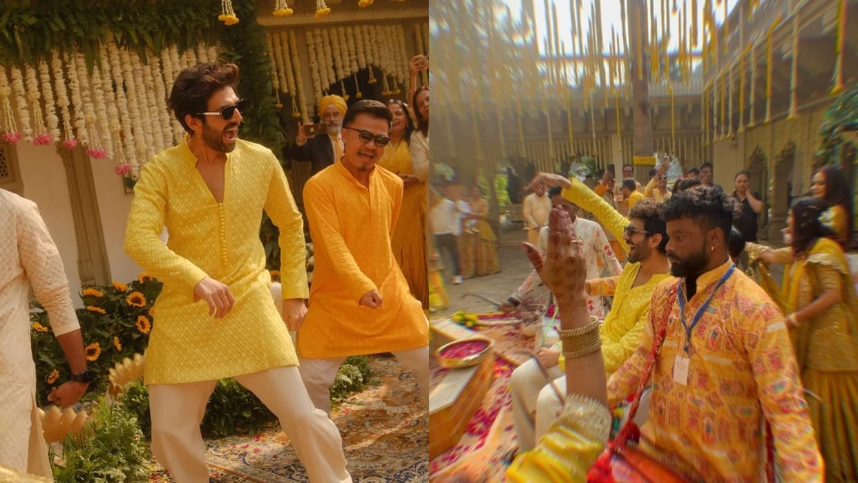 Kartik Aaryan dance in sister kritika tiwari haldi ceremony video goes viral