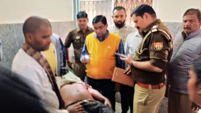 gun fell to ground two people shot and public rushed bloodied injured to hospital in azamgarh