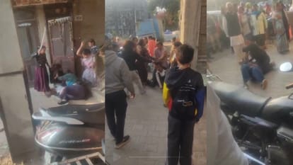 Clash between womens beaten with sticks kicked and punched in Chandigarh crime news see video