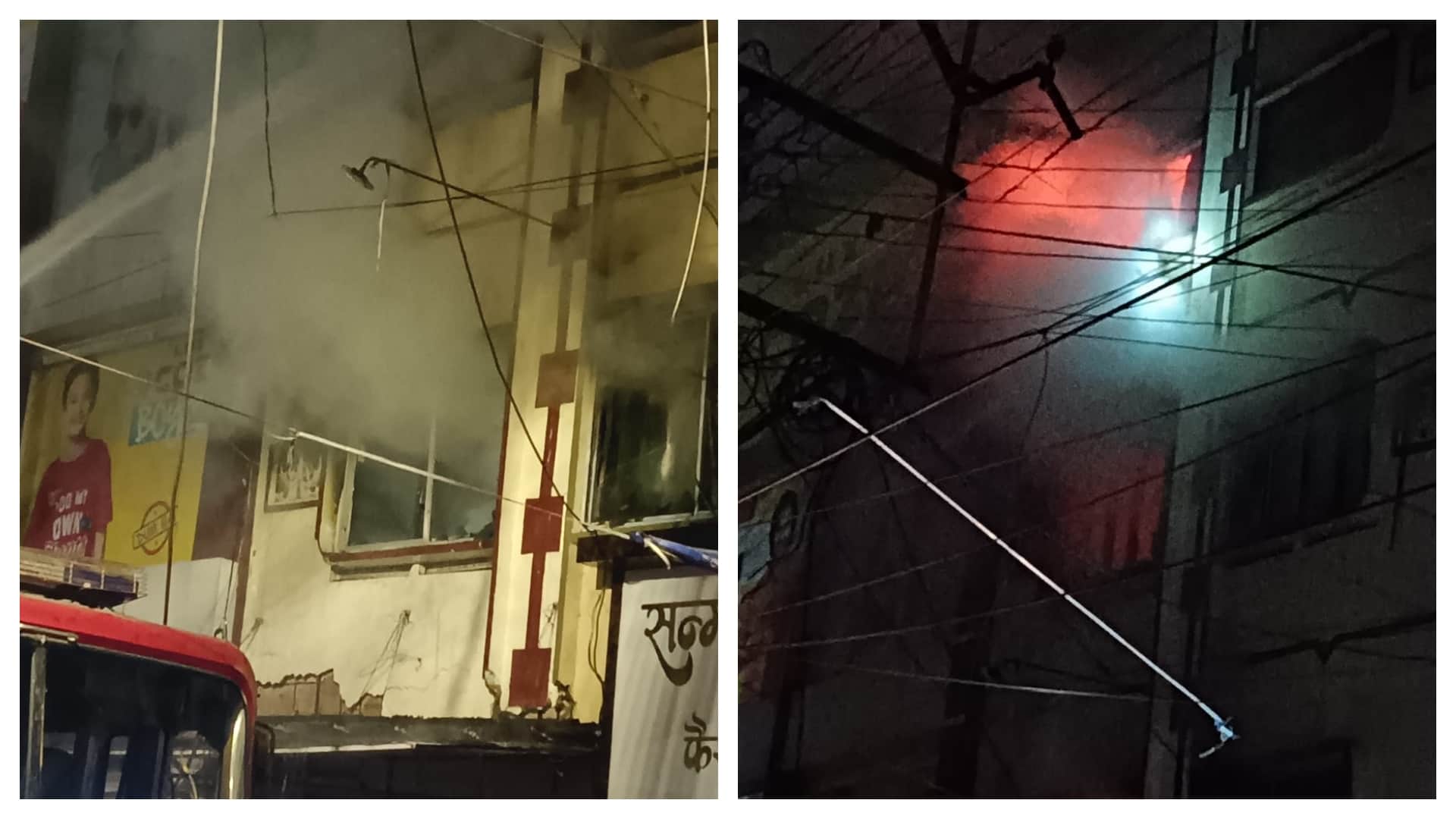 जबलपुर के घमंडी चौक स्थित बाजार में आग लगी