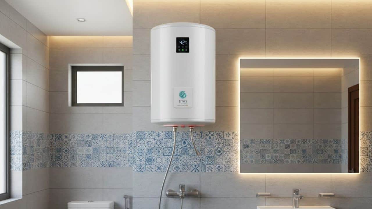 electric water geyser in bathroom how many litres and bee star rating