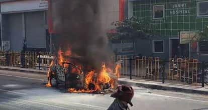 Family Jumps Out as Alto Bursts Into Flames on Way to Vrindavan Massive
