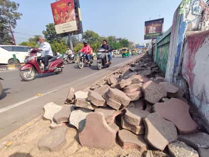 Indore: Officials are digging up the footpath of Indore's aging Shastri Bridge to check for rat holes.