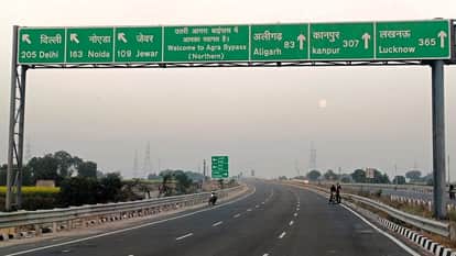 Vehicles pass through the North Agra Bypass