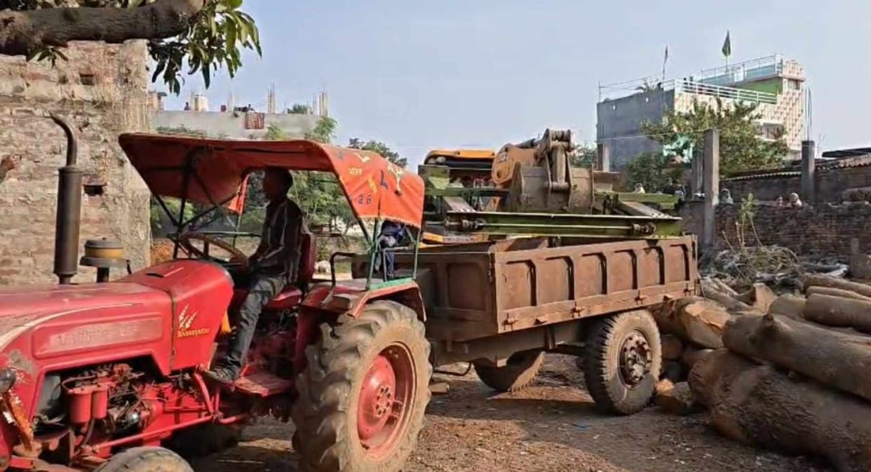 munger tarapur illegal sawmill bulldozer action by forest department samrat chaudhary home constituency