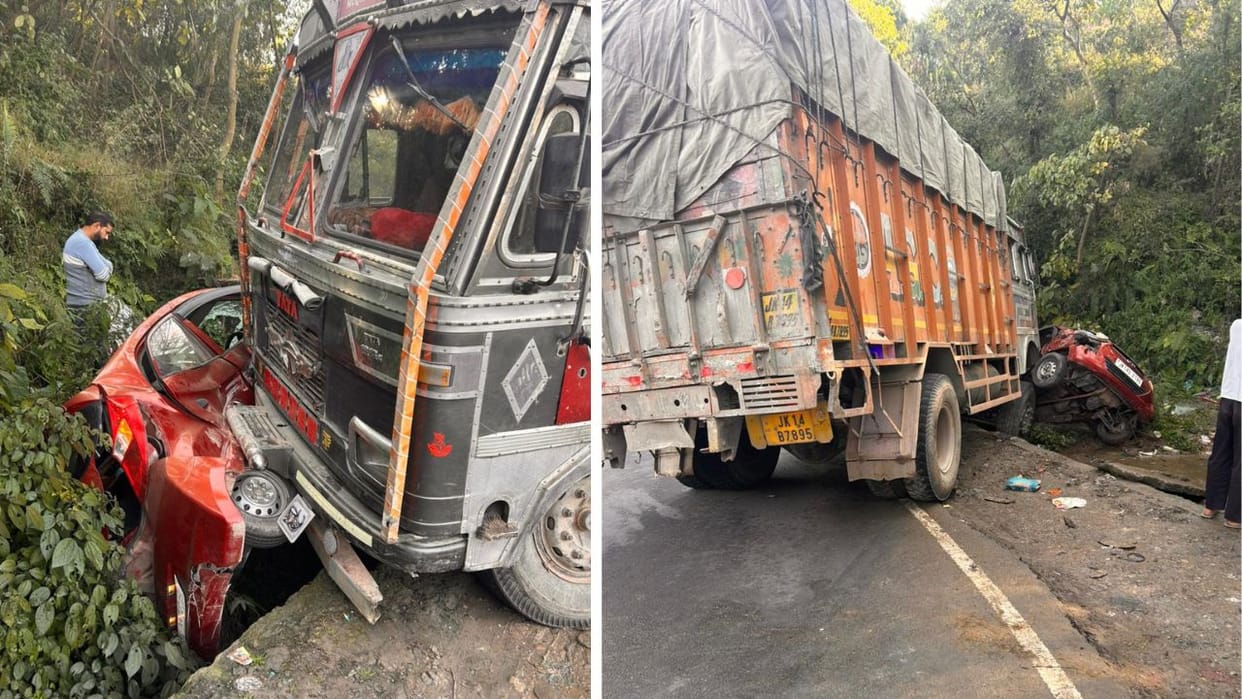 Jammu and Kashmir: Major accident on Ramnagar-Udhampur road, three injured in a head-on collision between a tr