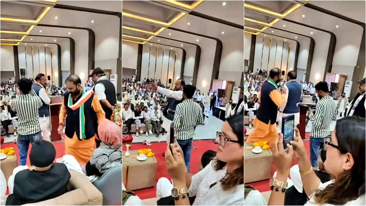 Abu Road News: Congress's internal tussle exposed, former MLA Sanyam Lodha removes PCC member from stage