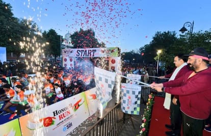 CM Bhajanlal Sharma Flags Off Honor Run Marathon in Jaipur; Dharmendra Poonia and Neeta Patel Win Top Titles