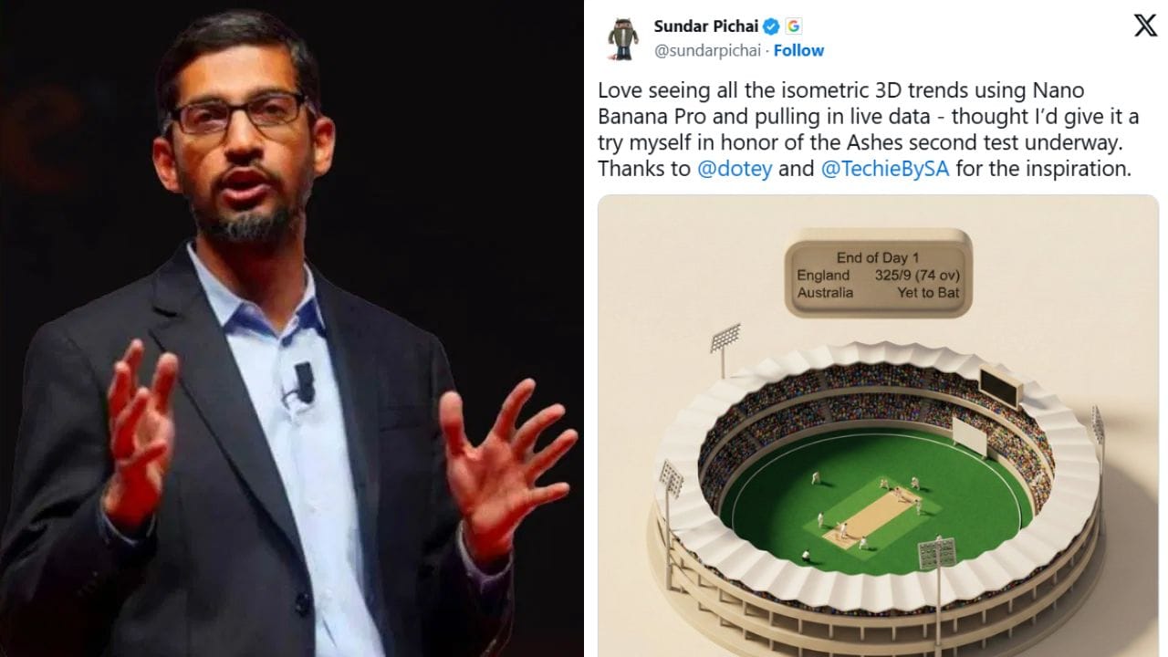 sundar pichai nano banana pro cricket stadium 3d miniature trend prompt
