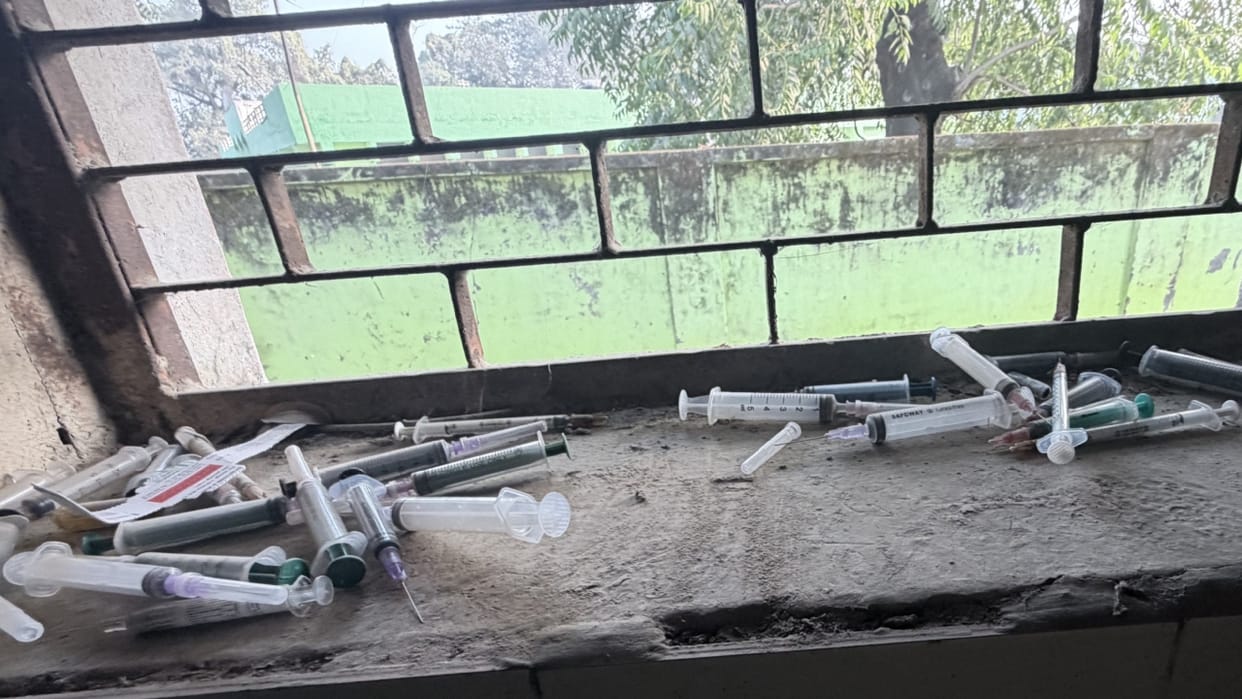 Syringes and empty injection vials were found in the stadium's toilets in Bareilly