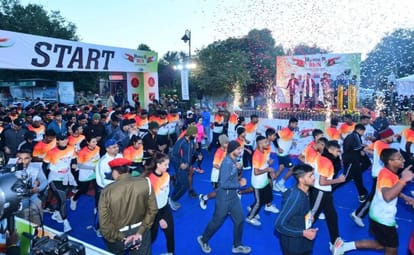 CM Bhajanlal Sharma Flags Off Honor Run Marathon in Jaipur; Dharmendra Poonia and Neeta Patel Win Top Titles