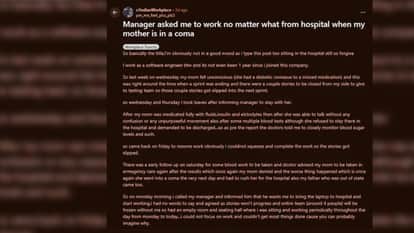 Manager forces employee to carry laptop and work from hospital as mother battles coma
