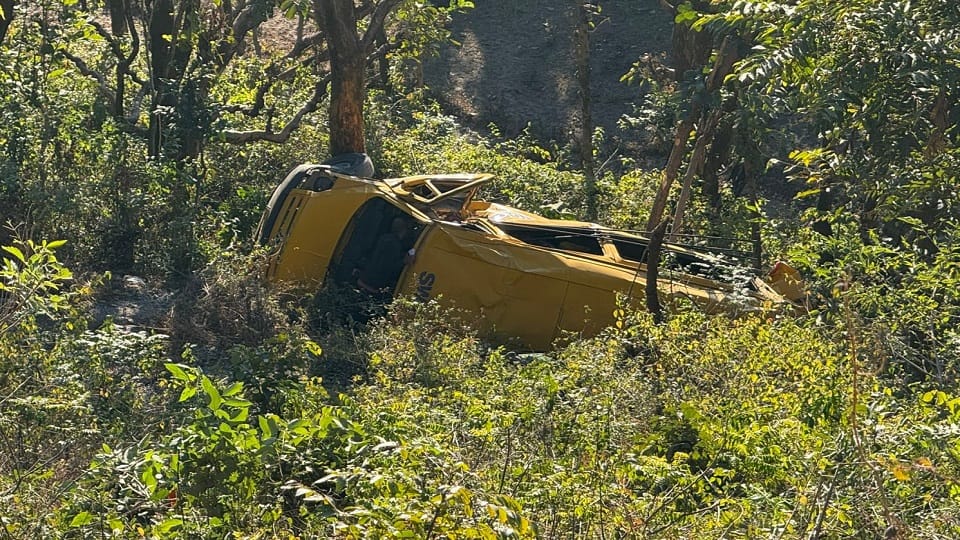 School van falls 100 meter deep into ditch in Vikasnagar