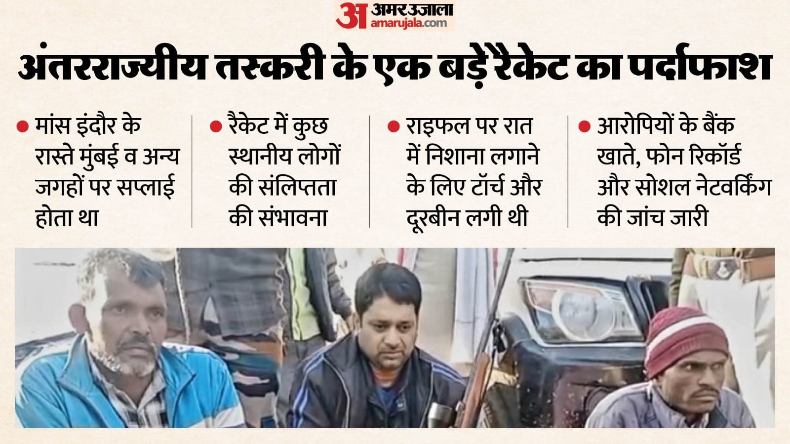 वन अमले की गिरफ्त में शिकारी।