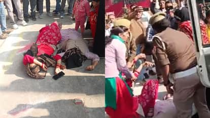 Moradabad: While CM Yogi was holding a meeting inside, women created a ruckus outside