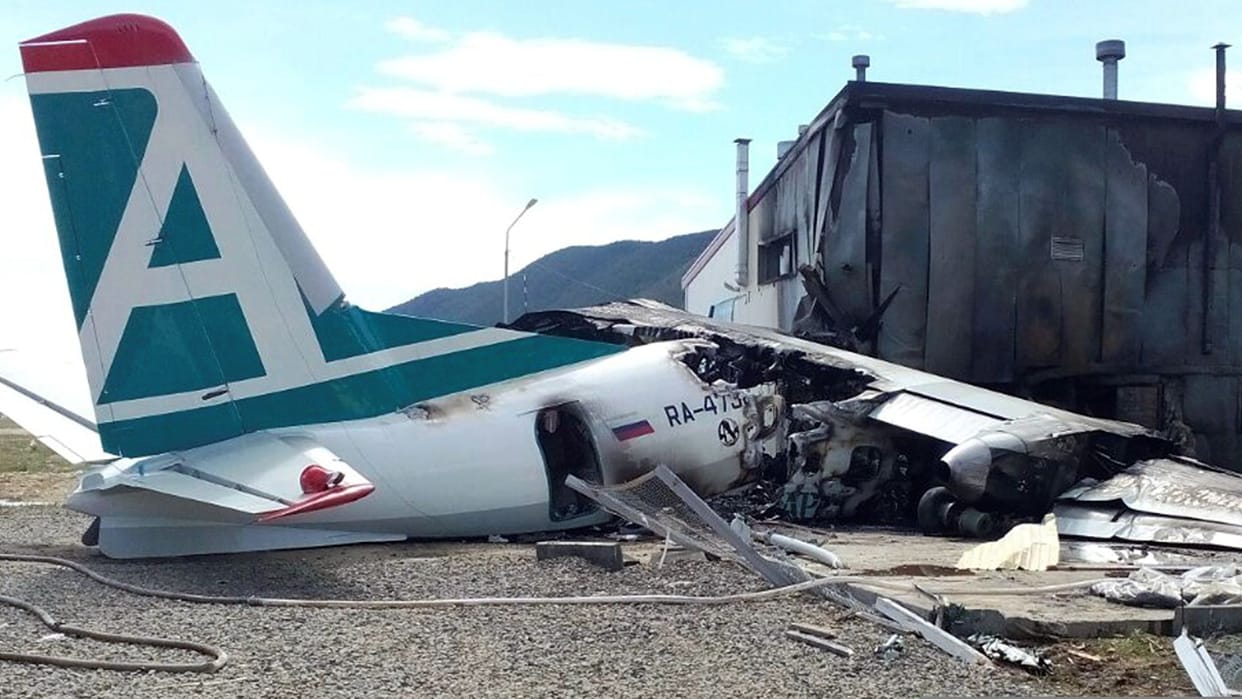 Military An-22 aircraft crashes in Russia first flight after repairs seven people on board investigation start