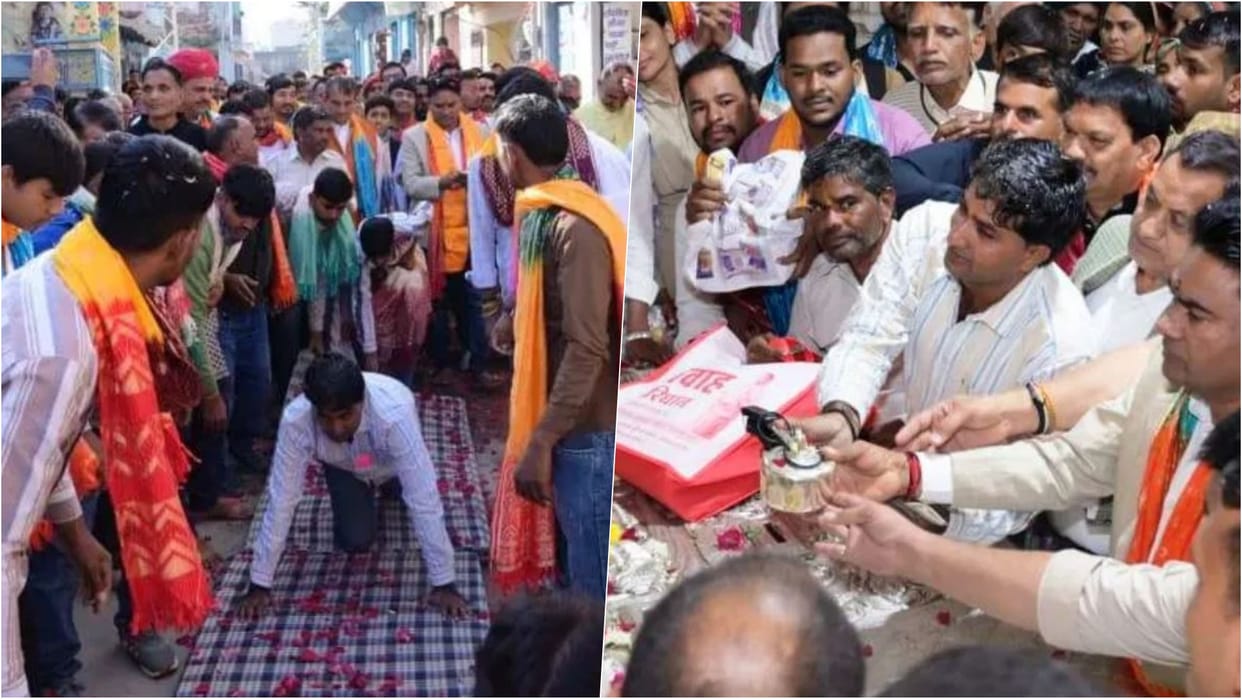 Chittorgarh News: Two Years After MLA’s Victory, Supporter Fulfills His Vow with Dandvat Yatra to Sanwaliyaji