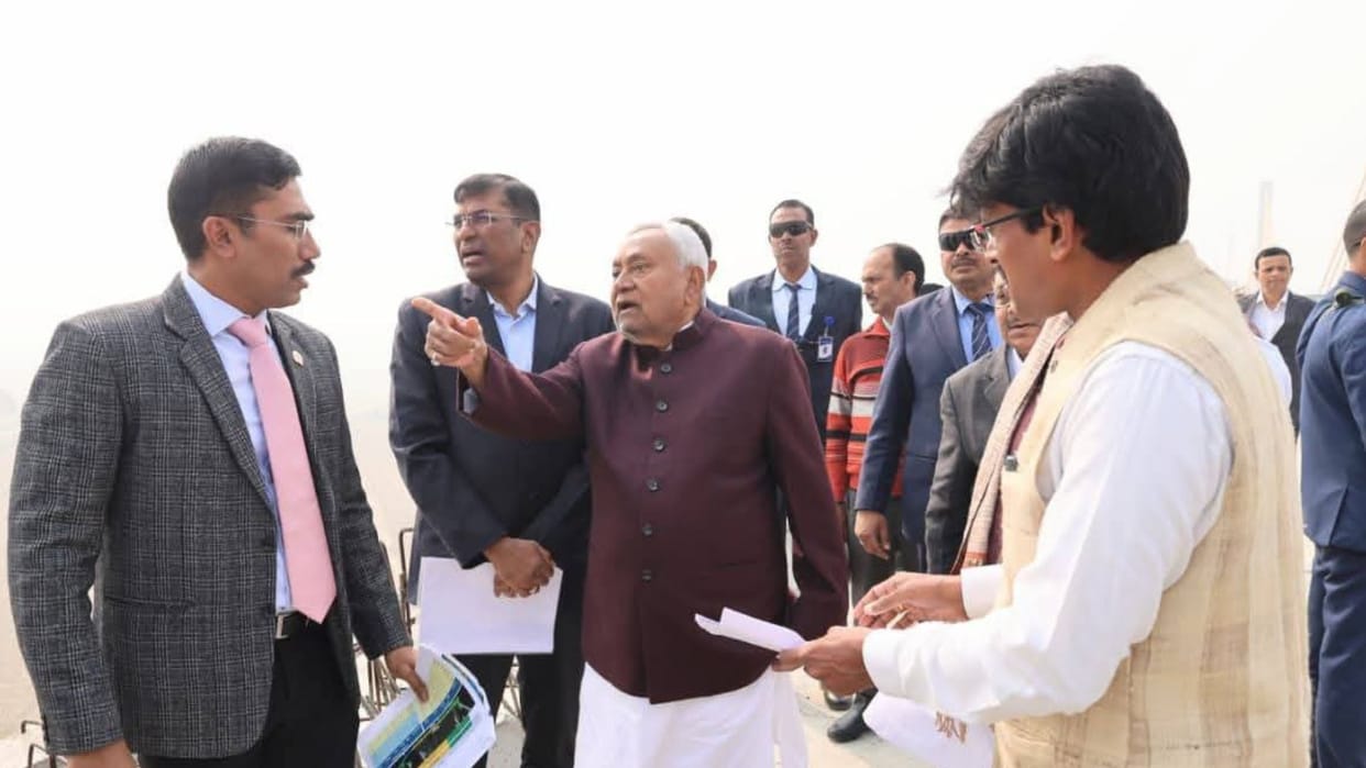 Bihar: CM Nitish Kumar inspected the Kachi Dargah-Bidupur Ganga Bridge project
