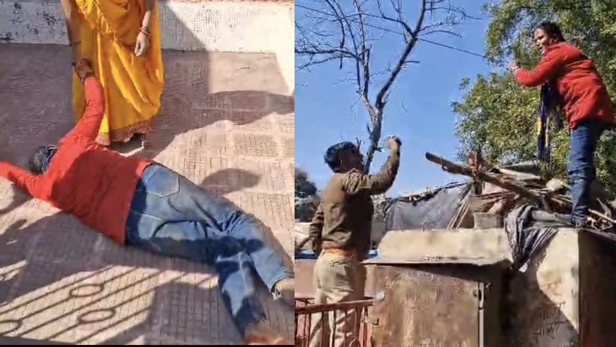 Jhansi: Angry woman creates ruckus after her hut was demolished by bulldozer