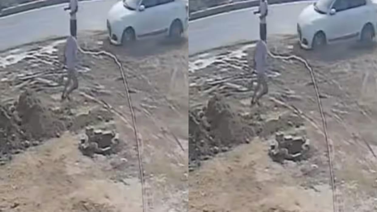 A speeding car tossed a young man on the highway in a way that sent shivers Video goes Viral
