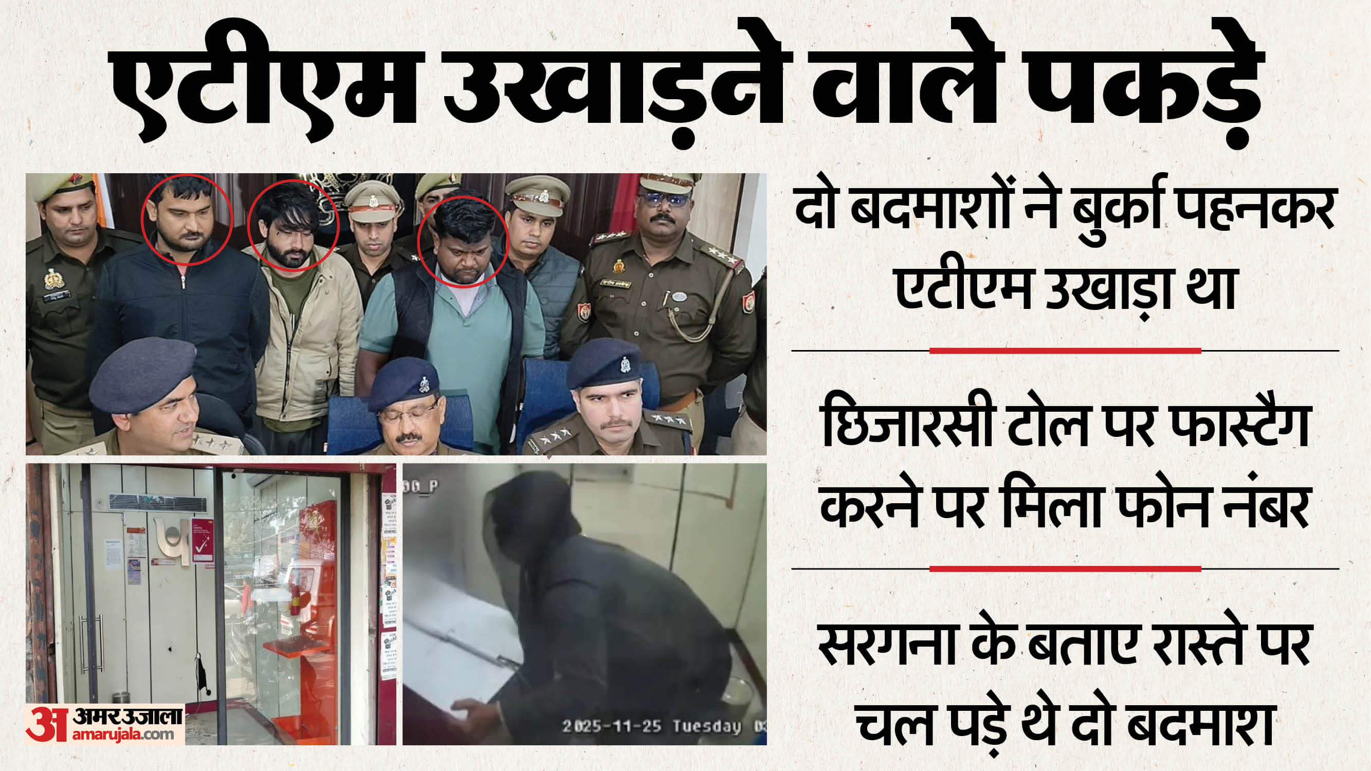 Two criminals wearing burqa had uprooted ATM Full criminals involved in Case caught in moradabad