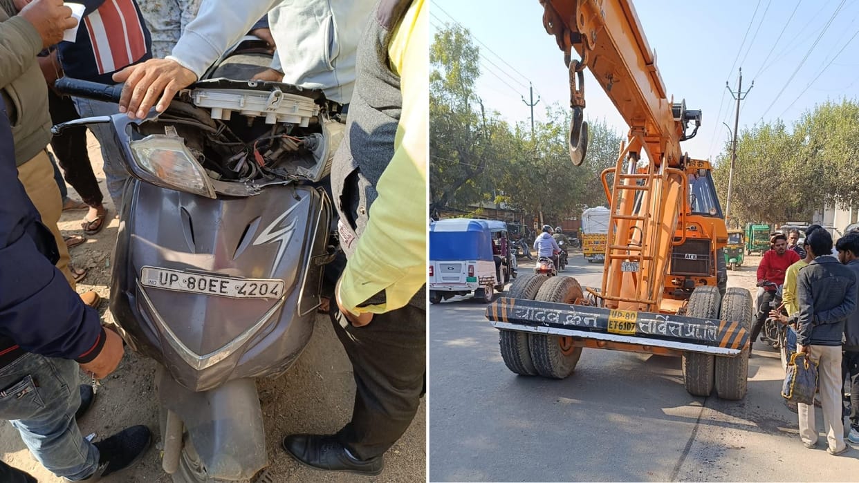 Youth riding an Activa dies after colliding with a crane in Agra