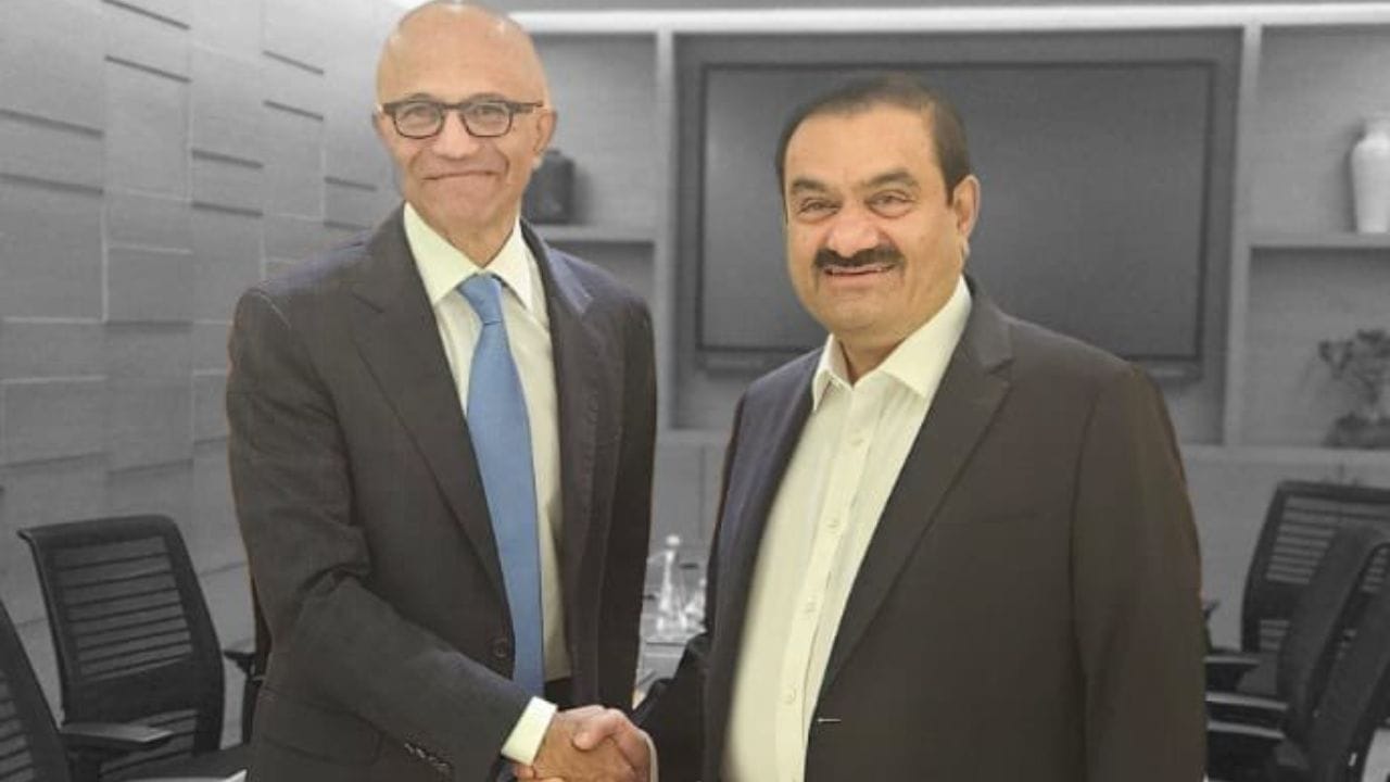 satya nadella meets gautam adani at his india visit discussed ai technology future india