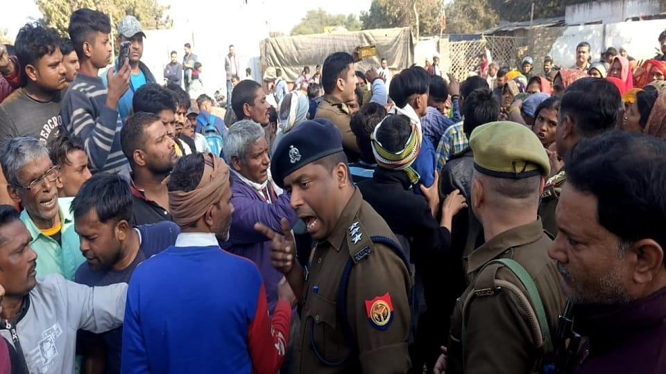 Villagers blocked the road after being denied a path for a funeral procession police had to intervene in Aliga