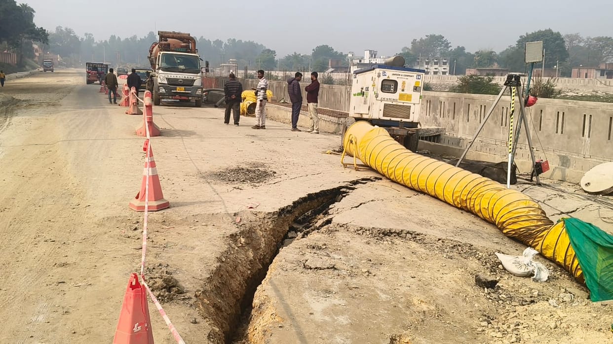 Ayodhya: Road on Parikrama Marg caves in, constructed only a few months ago