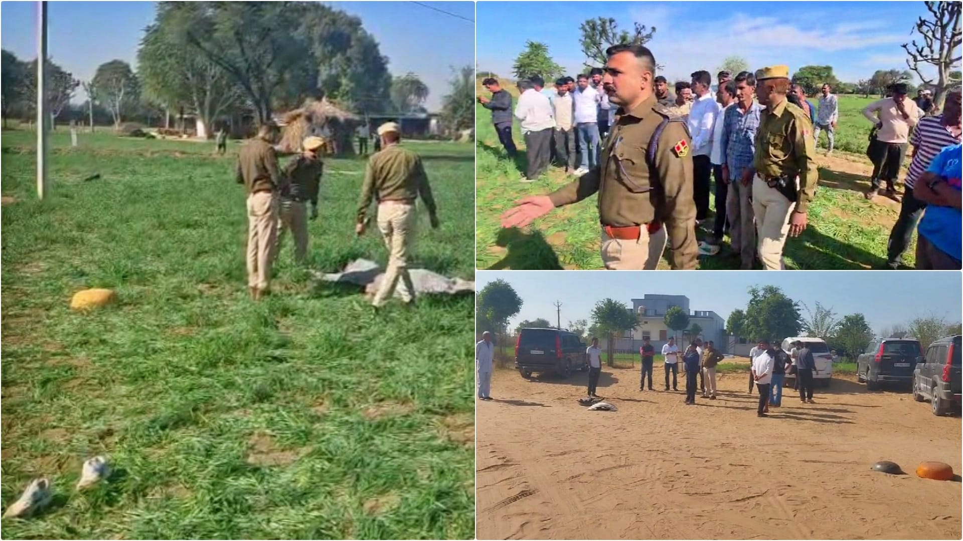 घटनास्थल पर मौजूद पुलिस और स्थानीय लोग।