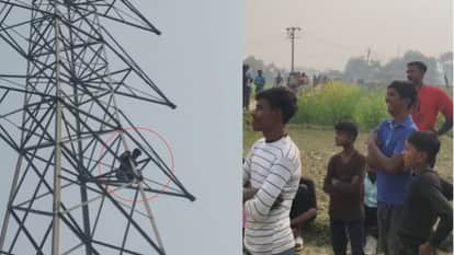 young man angered by girlfriend infidelity climbed onto high-tension power pole in varanasi